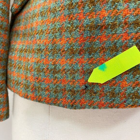 Vintage 60s Womans Wool Blazer Jacket Medium Herringbone Lined Academia Preppy - Picture 7 of 15